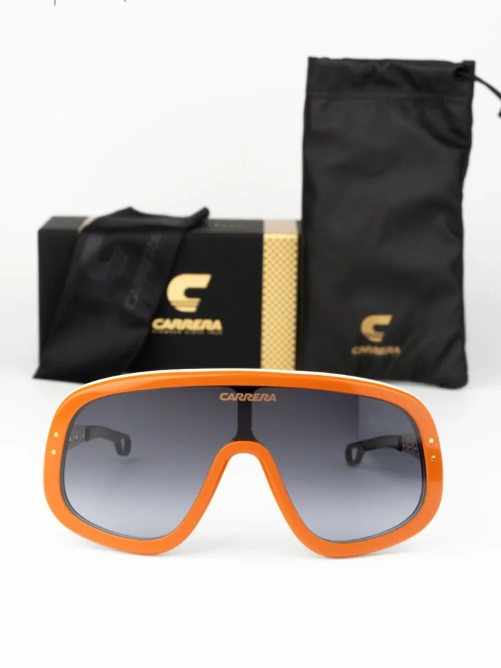 Carrera Men Sunglasses Orange Grey Shield FLAGLAB 17 0C3E 9O NEW AUTHENTIC